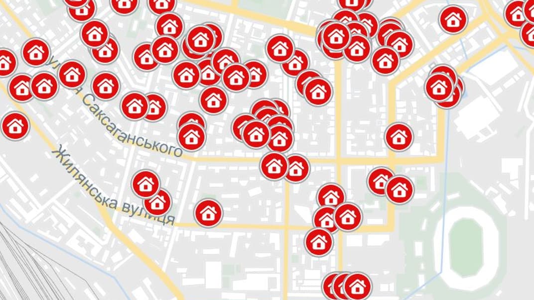 Карта укрытий в приложении «Киев Цифровой»