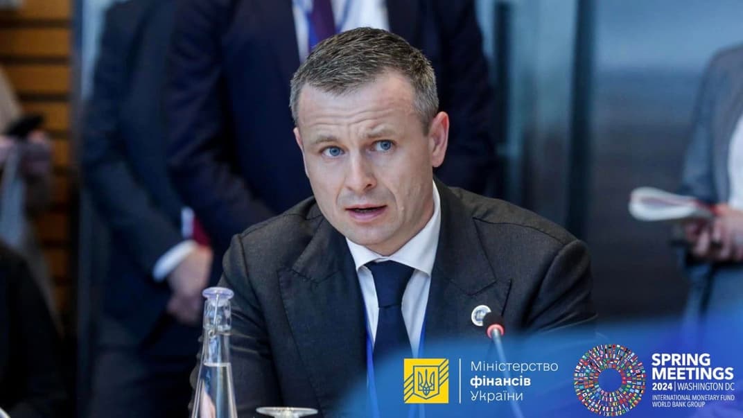 Министр финансов Украины Сергей Марченко во время круглого стола министров в поддержку Украины в рамках Весеннего собрания ВБ и МВФ, США, 17 апреля 2024 года