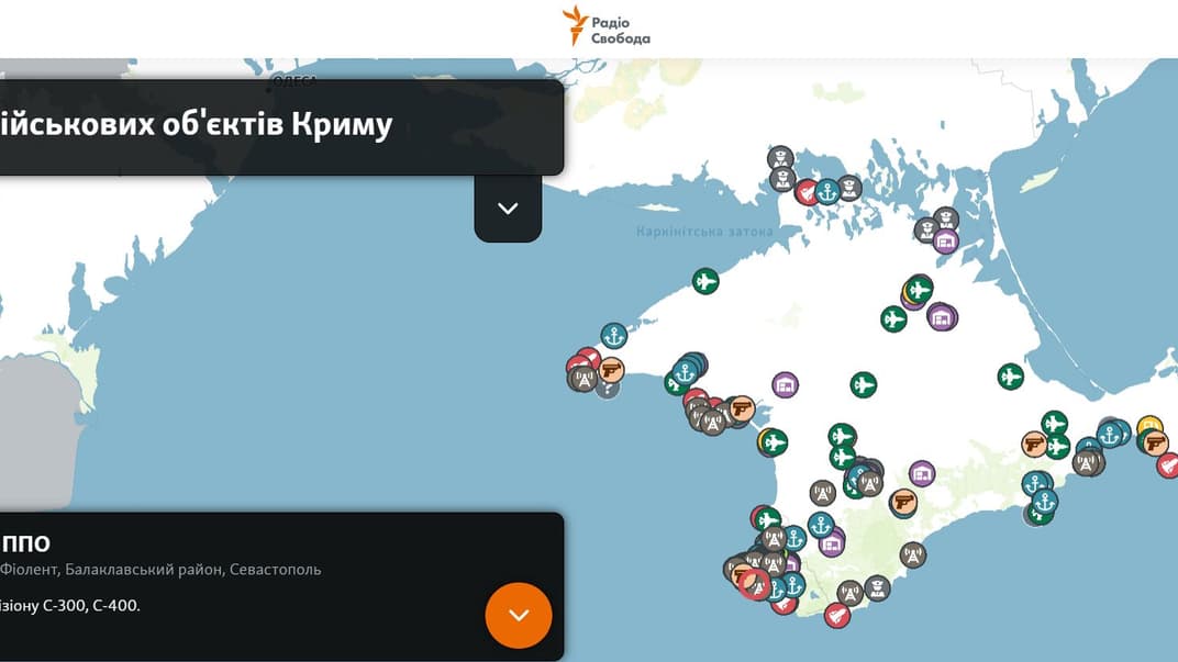 Інтерактивна карта з військовими об'єктами росії в тимчасово окупованому Криму