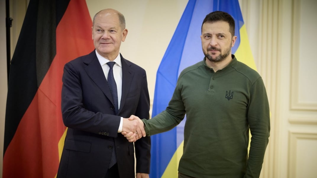 Президент України Володимир Зеленський під час зустрічі з канцлером Німеччини Олафом Шольцом у Нью-Йорку, вересень 2024 року