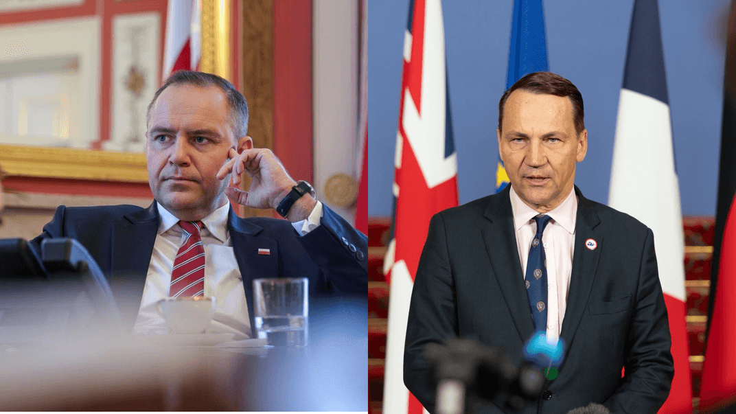 Президент Польщі Кароль Навроцький та міністр закордонних справ Польщі Радослав Сікорський. Колаж