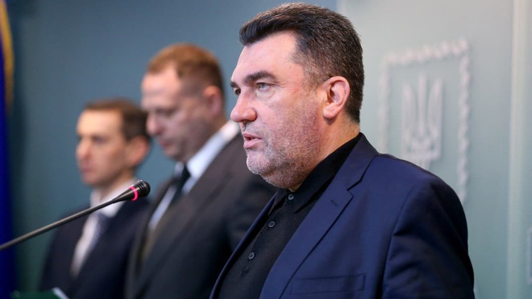 Секретар Ради національної безпеки і оборони України Олексій Данілов під час брифінгу за результатами засідання РНБО в Києві