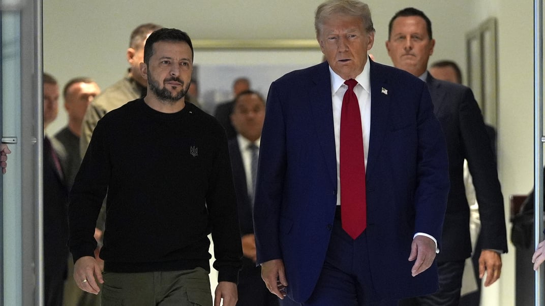 Кандидат в президенты от Республиканской партии Дональд Трамп встречается с президентом Украины Владимиром Зеленским в Нью-Йорке, 27 сентября 2024 года