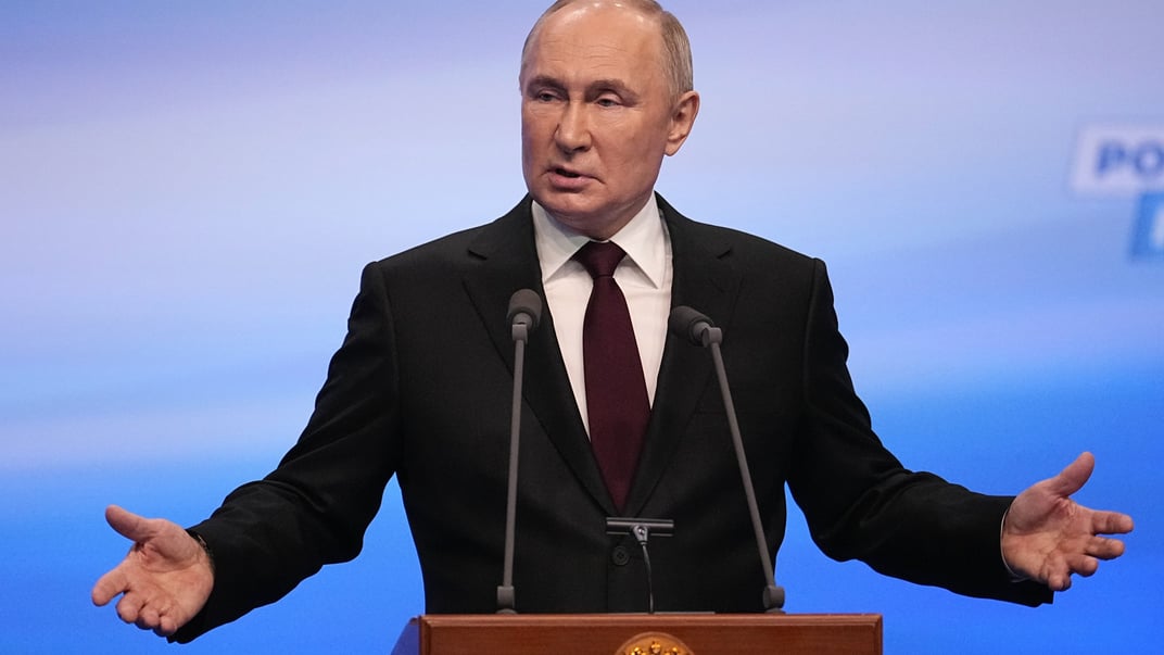 Глава росії володимир путін під час виступу в Москві, росія, 18 березня 2024 року