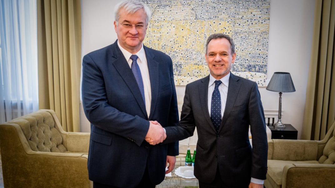 Министр иностранных дел Украины Андрей Сибига и министр иностранных дел Нидерландов Каспар Велдкамп, Киев, 16 января 2025 года