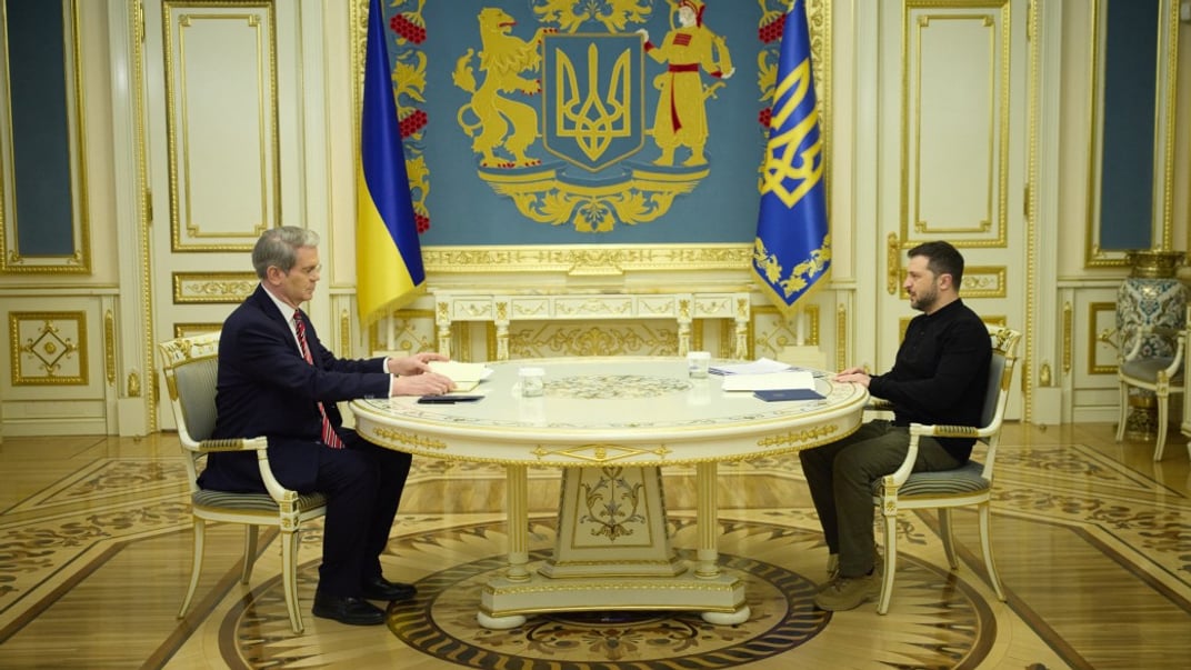 Президент Володимир Зеленський на зустрічі з міністром фінансів США у Києві, 12 лютого 2025 року
