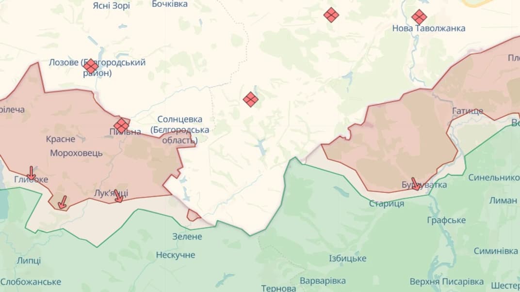 Линия столкновения в Харьковской области на карте DeepState, 27 мая 2024 года