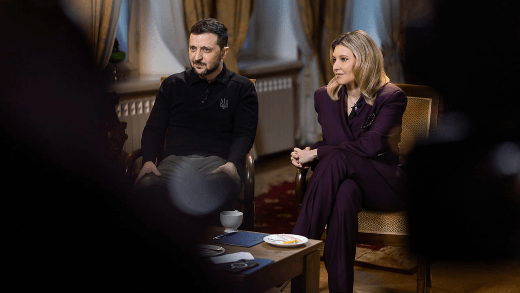 Президент Володимир Зеленський та перша леді Олена Зеленська дають інтерв’ю телемаратону