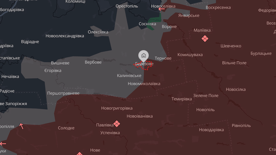 Село Берёзовое на карте DeepState