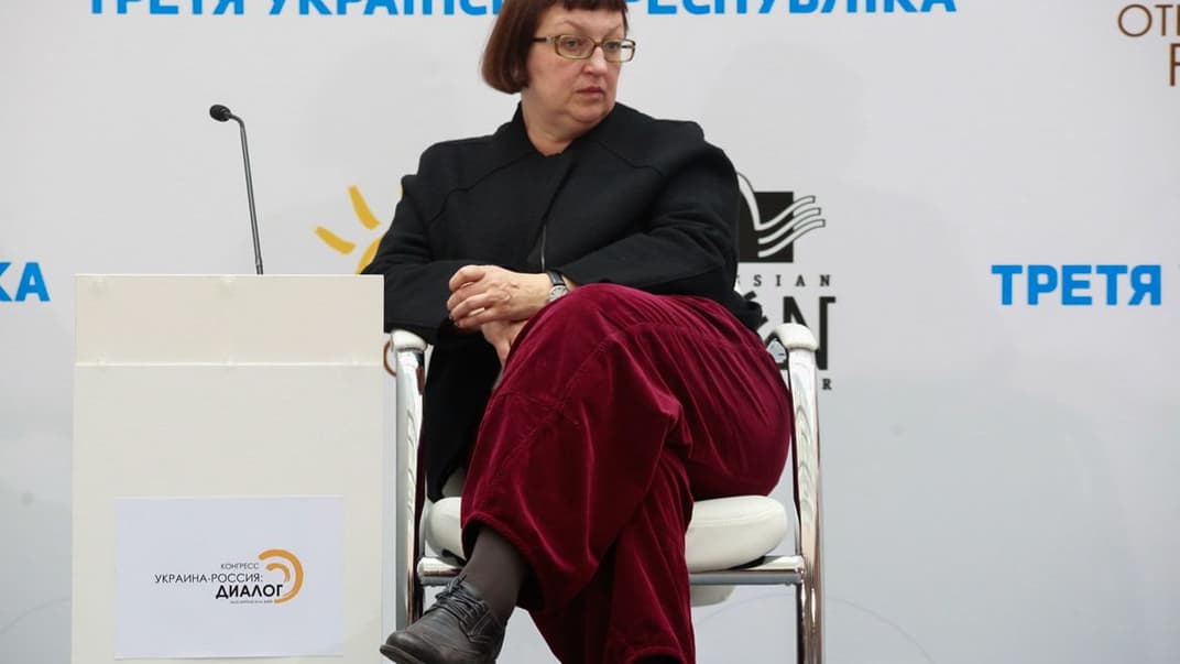 Галина Тимченко (на той момент редакторка видання Lenta.ru) під час конгресу «Україна–Росія: Діалог», Київ, 24 квітня 2014 року