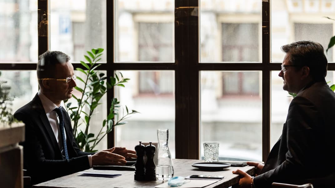 Общий обед министра иностранных дел Украины Дмитрия Кулебы и министра внешней экономики и иностранных дел Венгрии Петера Сийярто, Киев, 27 января 2021 года