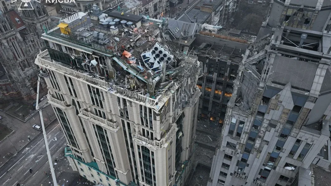 Последствия атаки по Голосеевскому району Киева, 20 декабря 2024 года