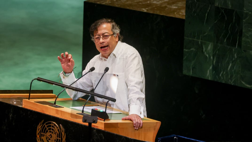 Президент Колумбії Густаво Петро під час виступу на Генеральній Асамблеї ООН, Нью-Йорк, США, 23 вересня 2025 року