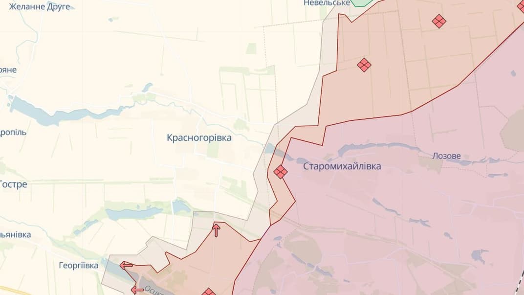 Красногорівка на карті DeepState станом на 27 лютого