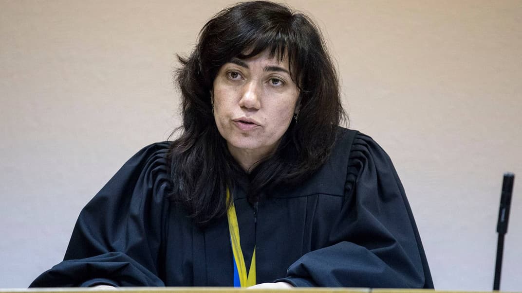 Суддя Печерського райсуду Києва Лариса Цокол під час судового засідання щодо обрання запобіжного заходу лідерові політичної партії «Рух нових сил» Міхеілу Саакашвілі, Київ, 11 грудня 2017 року