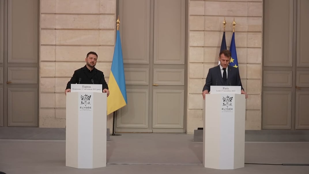 Спілкування президентів Володимира Зеленського та Емманюеля Макрона з медіа, Париж, 17 листопада 2025 року