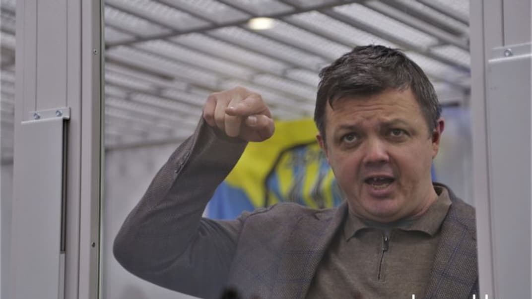 Семен Семенченко во время апелляционного заседания по так называемому делу ЧВК, 7 апреля 2021 года