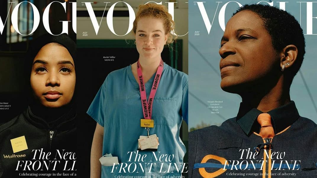 Британский Vogue разместил на обложке своего июльского номера фото женщин, работающих «на передовой» пандемии коронавируса
