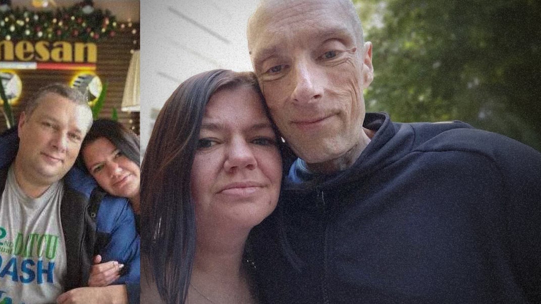 Олена Юрчина та Олександр  Страфун до  повномасштабного вторгнення і після повернення Олександра з полону 14 червня цього року