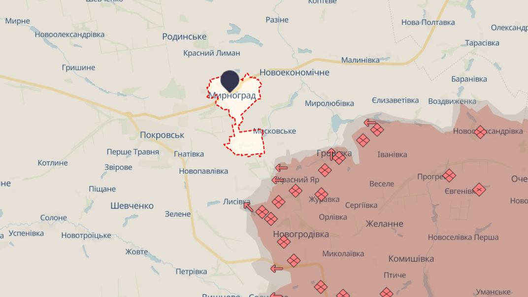 Ситуация вокруг Мирнограда и Покровска по состоянию на 24 октября