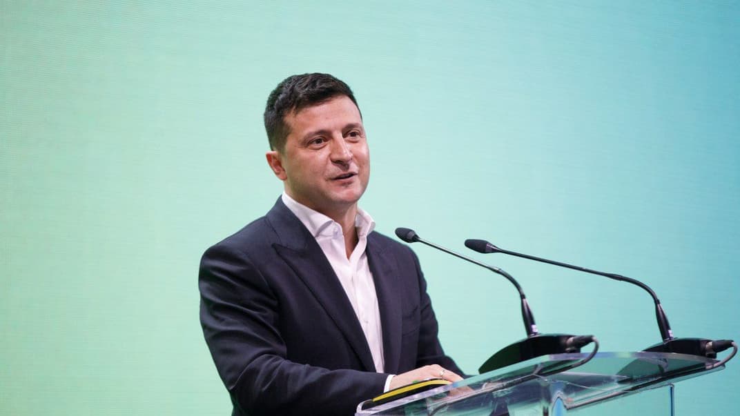 Президент України Володимир Зеленський під час виступу на презентації нових сервісів та цифрових послуг.