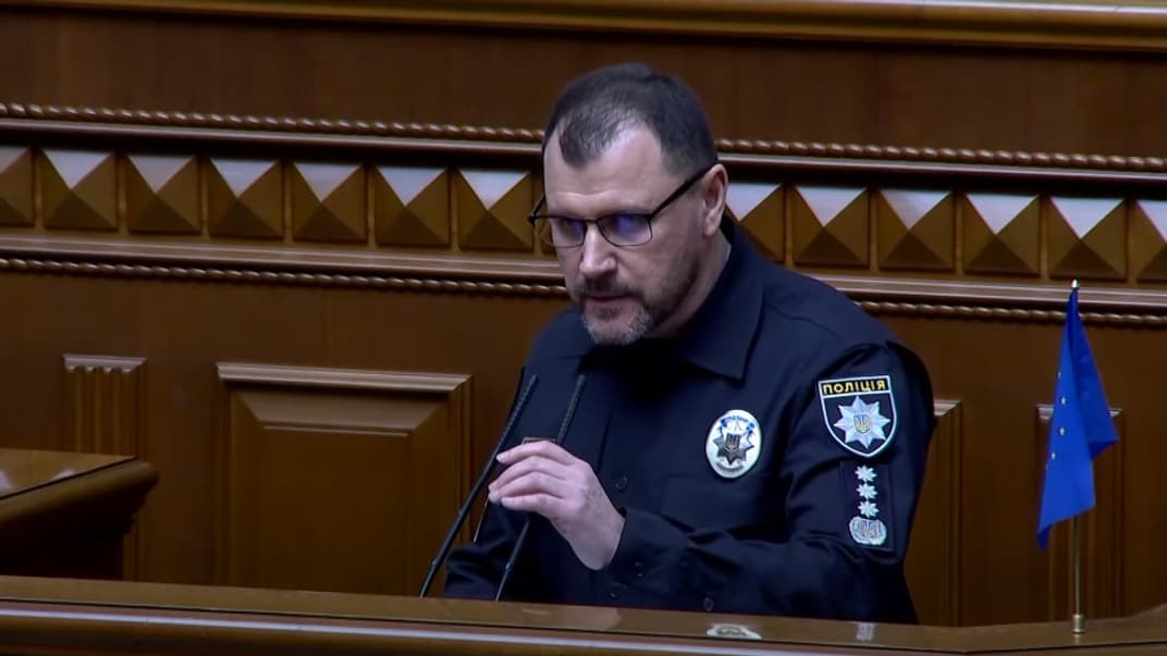 Очільник МВС Ігор Клименко за парламентською трибуною, 7 лютого 2023 року