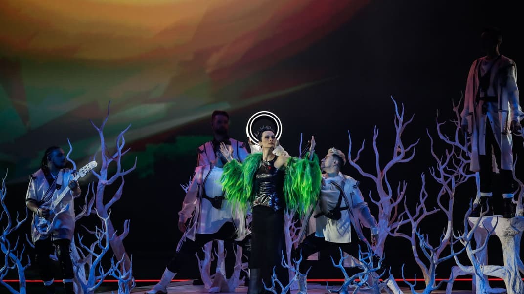 Генеральная репетиция группы Go_A из Украины на арене Ahoy в Роттердаме, Нидерланды, перед первым полуфиналом «Евровидения — 2021», 17 мая 2021 года