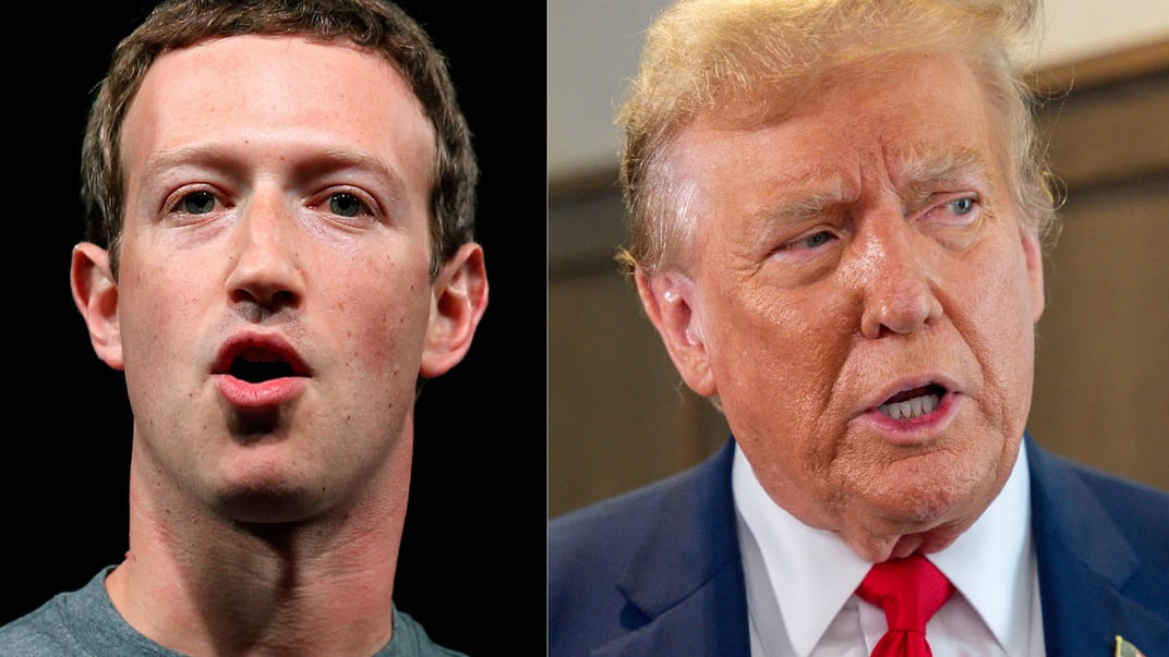 Гендиректор Meta Марк Цукерберг (слева) и новоизбранный президент США Дональд Трамп