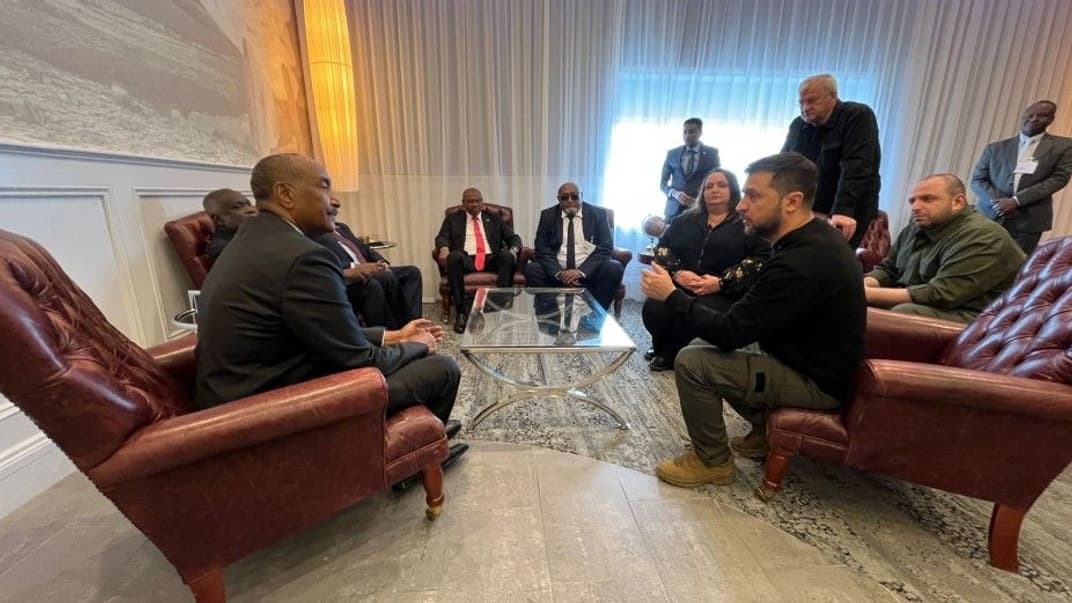 Президент Владимир Зеленский на встрече с главой Суверенного Совета Судана Абделем Фаттахом аль-Бурганом, 23 сентября 2023 года