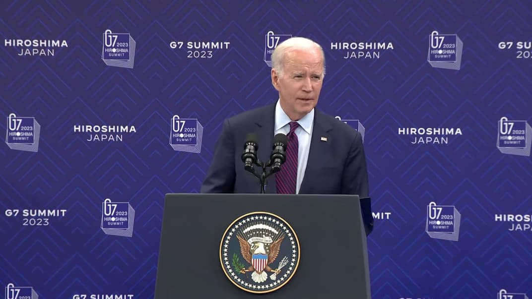 Президент США Джо Байден під час пресконференції на саміті G7