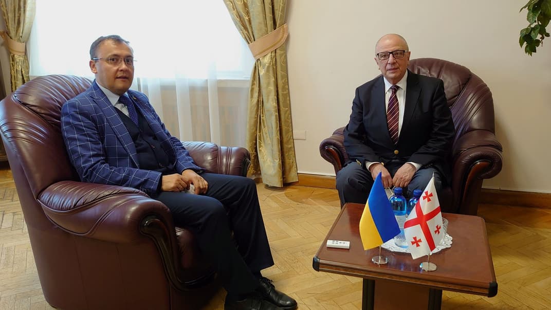 Заместитель главы МИД Украины Василий Боднар (слева) и посол Грузии в Украине Теймураз Шарашенидзе