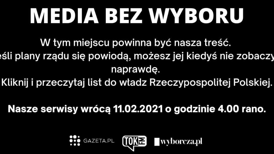 Сплошные черные экраны: ряд СМИ в Польше временно прекратили вещание в знак протеста против нового налога