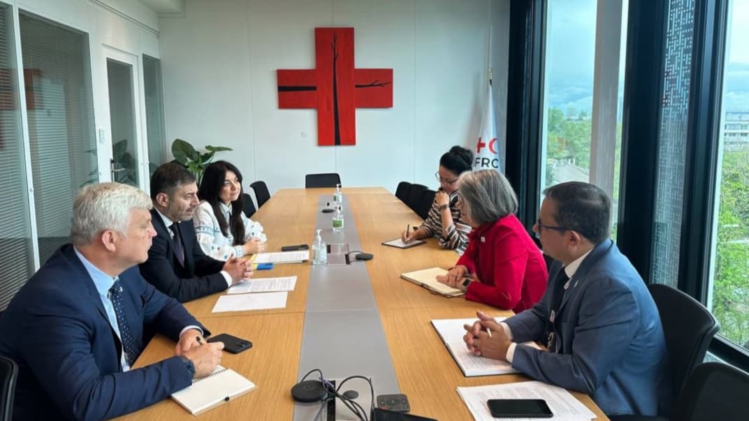 Встреча Уполномоченного Верховной Рады Дмитрия Лубинца с президентом Международной Федерации Красного Креста (МФКК) Кейт Форбс, 7 мая 2024 года