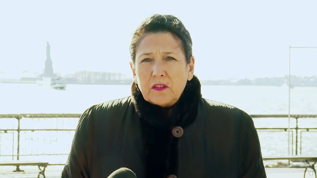 Президент Грузии Саломе Зурабишвили во время обращения, скриншот