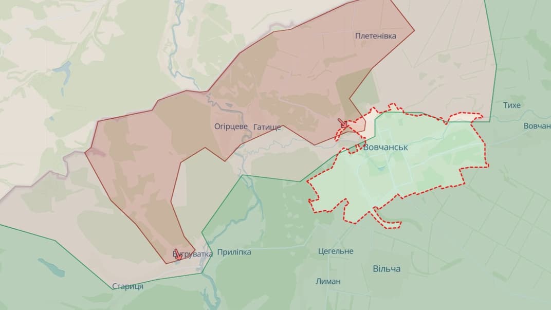 Город Волчанск Харьковской области на карте Deep State, 16 мая 2024 года