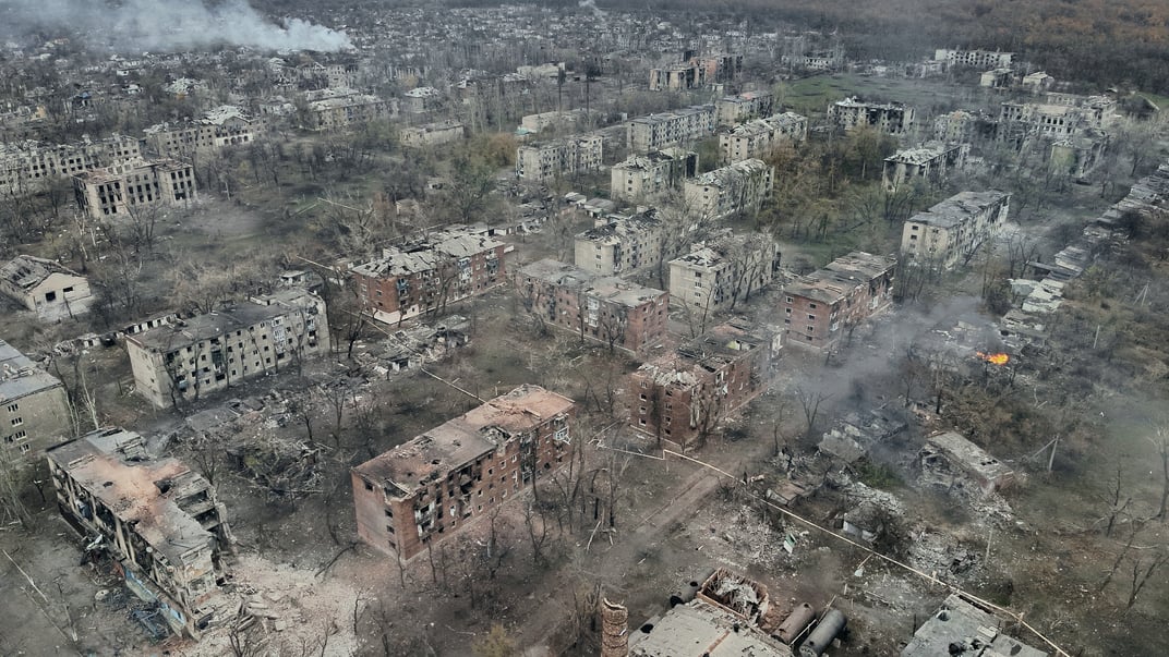 Вид из беспилотника на Торецке 12 ноября 2024 года