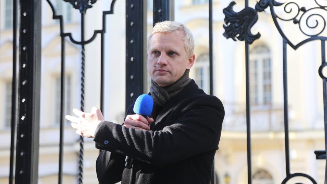 Голова правління «Центру протидії корупції» Віталій Шабунін під час акції у жовтні 2021 року