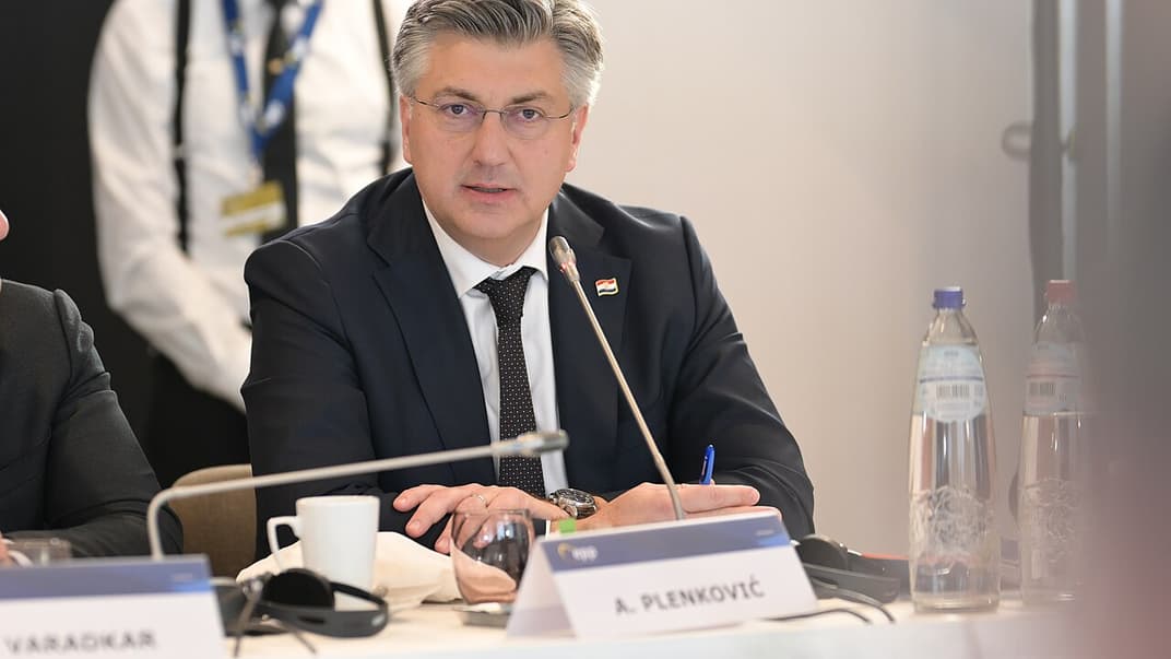 Премьер-министр Хорватии Андрей Пленкович во время саммита European People's Party в Брюсселе, 2024 год