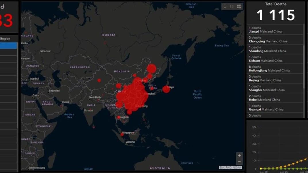 Кількість померлих від китайського коронавірусу — понад 1,1 тисячі, майже 5 тисячам інфікованих вдалося одужати