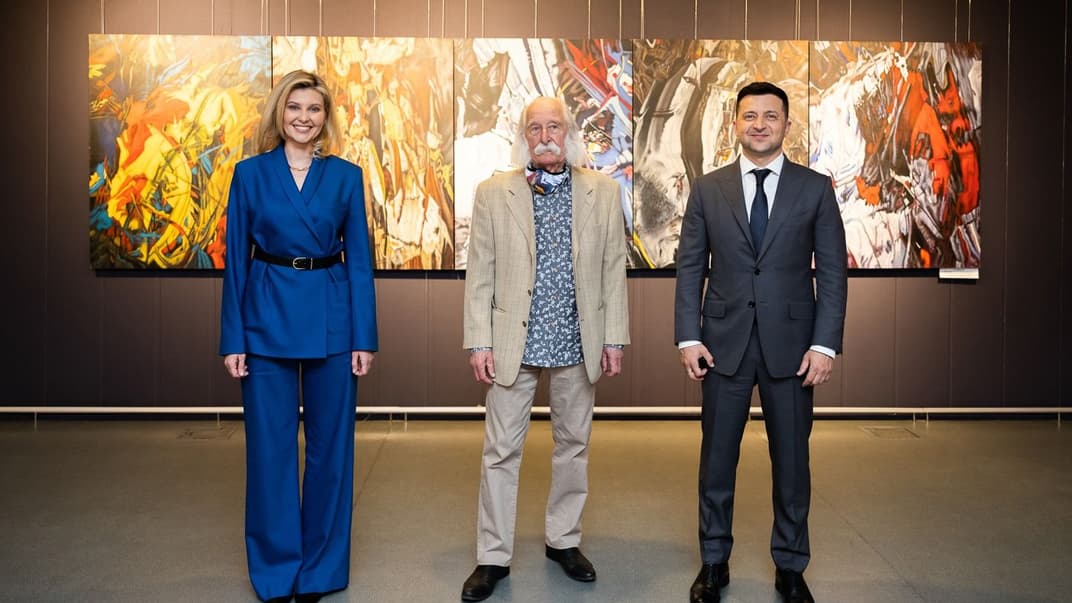 Перша леді Олена Зеленська, художник Іван Марчук та президент України Володимир Зеленський