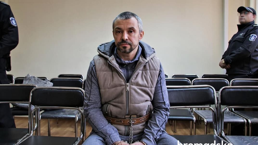 Подозреваемый в организации нападения на херсонскую активистку Екатерину Гандзюк Алексей Левин в зале суда города Бургас, Болгария, 11 марта 2020 года