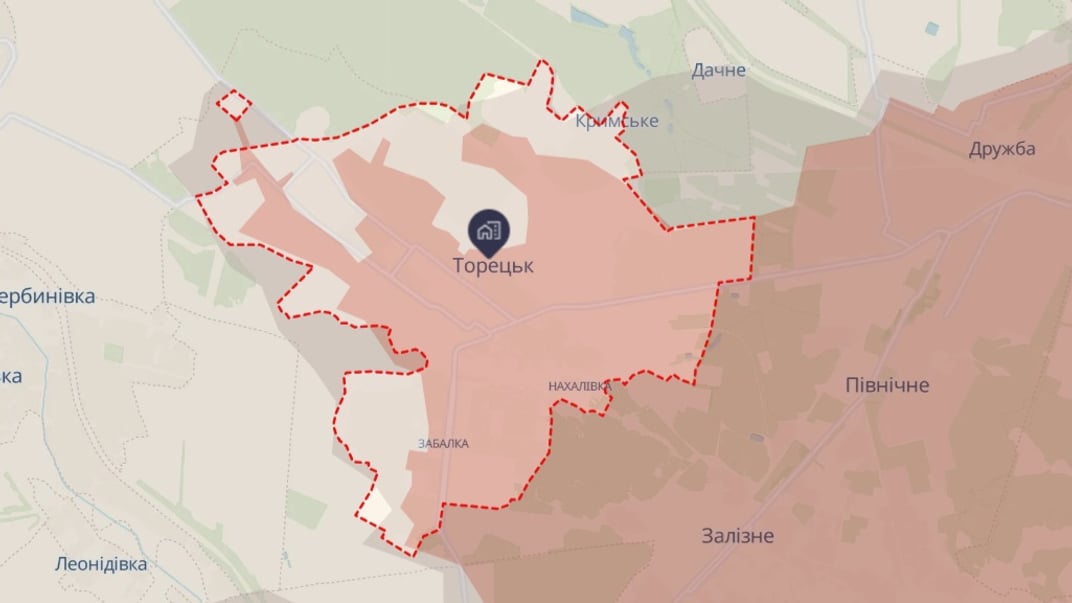 Торецк на карте DeepState по состоянию на 21 марта 2025 года
