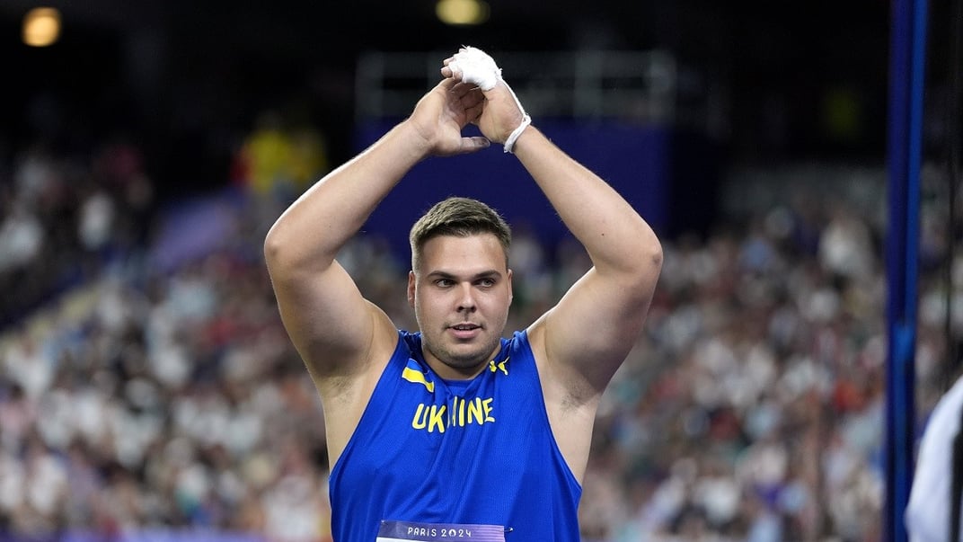 Михайло Кохан на фінальних змаганнях із метання молота серед чоловіків на літніх Олімпійських іграх 2024 року, 4 серпня 2024 року