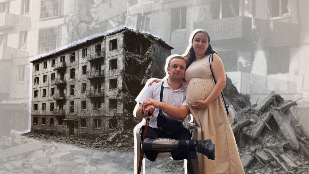 Назар Викторовский с беременной женой Натальей