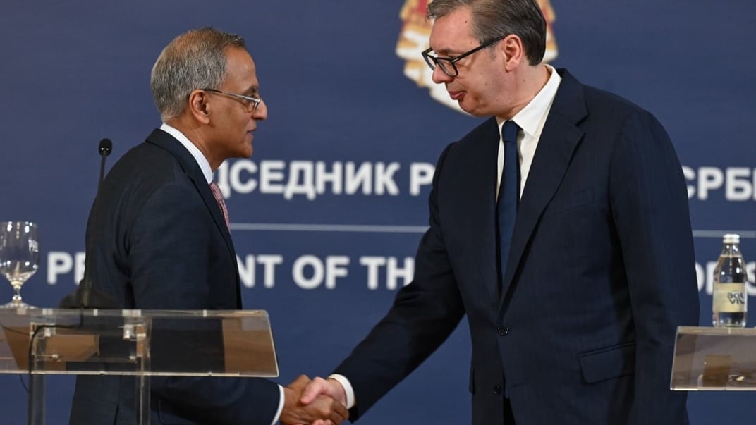 Заступник держсекретаря США Річард Верма та президент Сербії Александар Вучич під час зустрічі 11 січня 2025 року