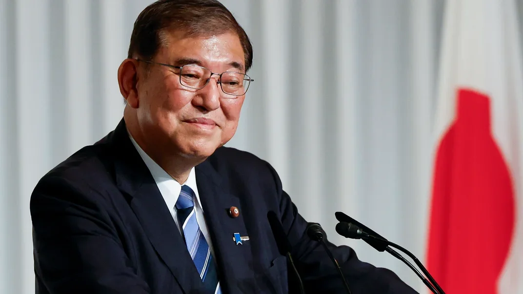 Шіґеру Ішіба, новообраний лідер панівної Ліберально-демократичної партії Японії (ЛДП), на пресконференції у Токіо, 27 вересня 2024 року
