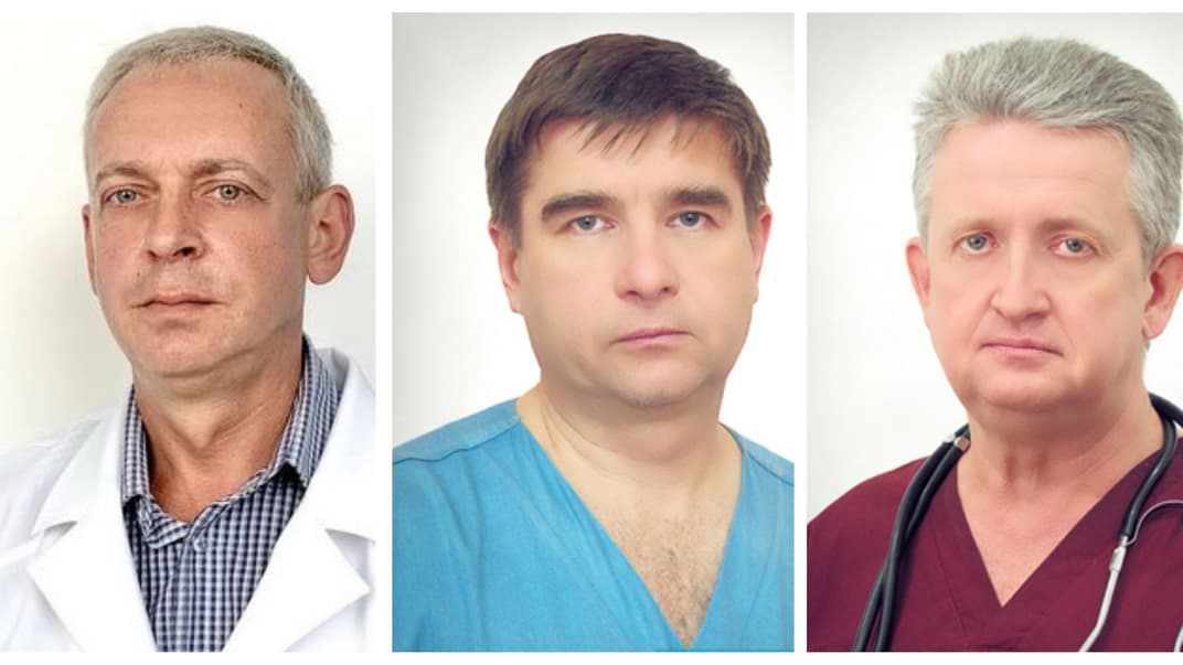 Лікарі Сергій Власюк (ліворуч), Андрій Гнатюк (посередині) та Анатолій Казанцев (праворуч)