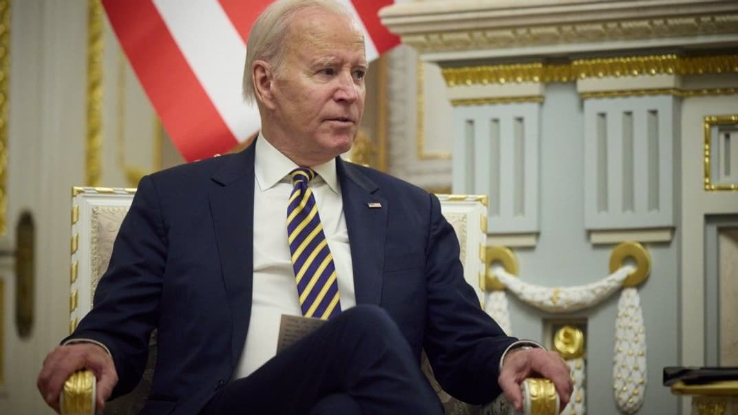 Президент США Джо Байден під час зустрічі з президентом Володимиром Зеленським у Києві, 20 лютого 2023 року