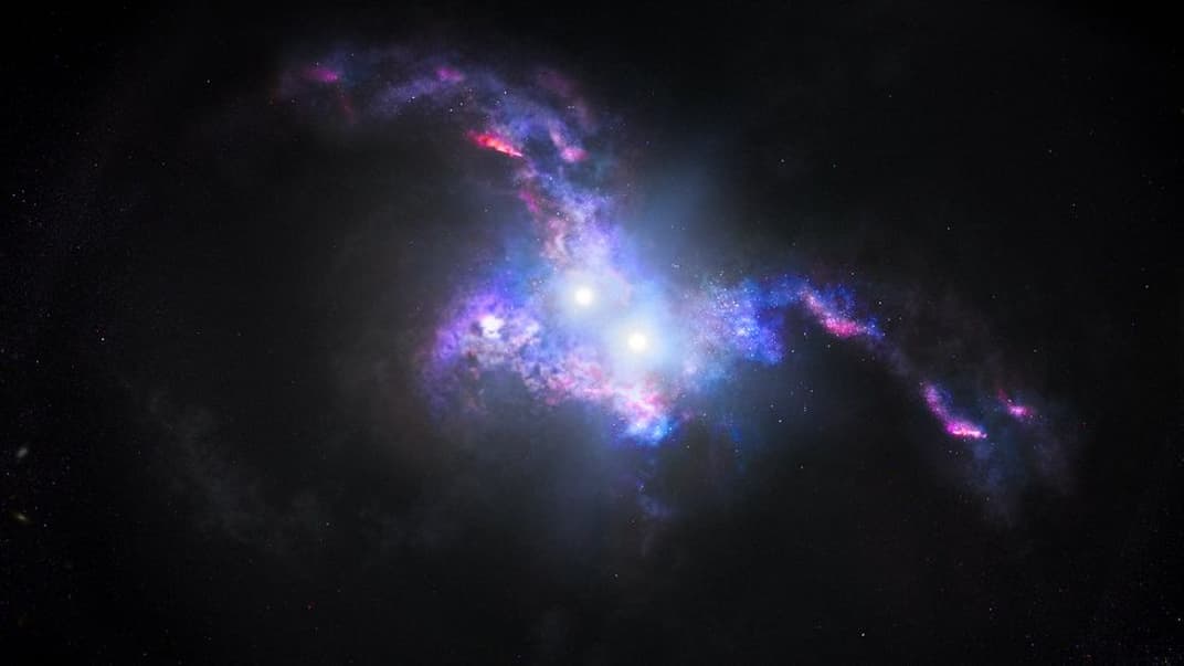 Телескоп Hubble показал уникальные квазары в сливающихся галактиках