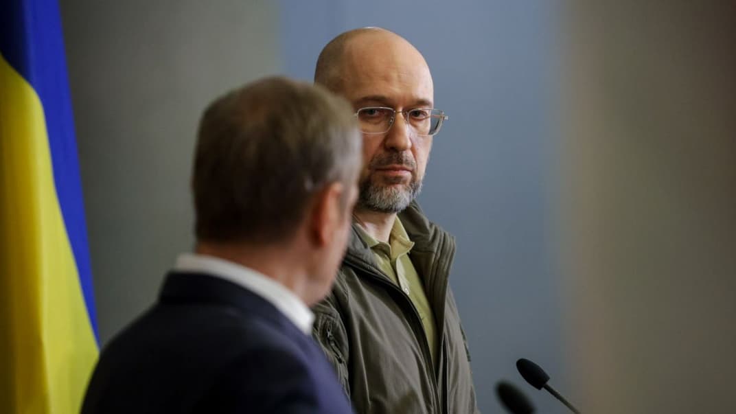 Прем’єр-міністр України Денис Шмигаль та Прем’єр-міністр Польщі Дональд Туск під час зустрічі у Києві, 22 січня 2024 року